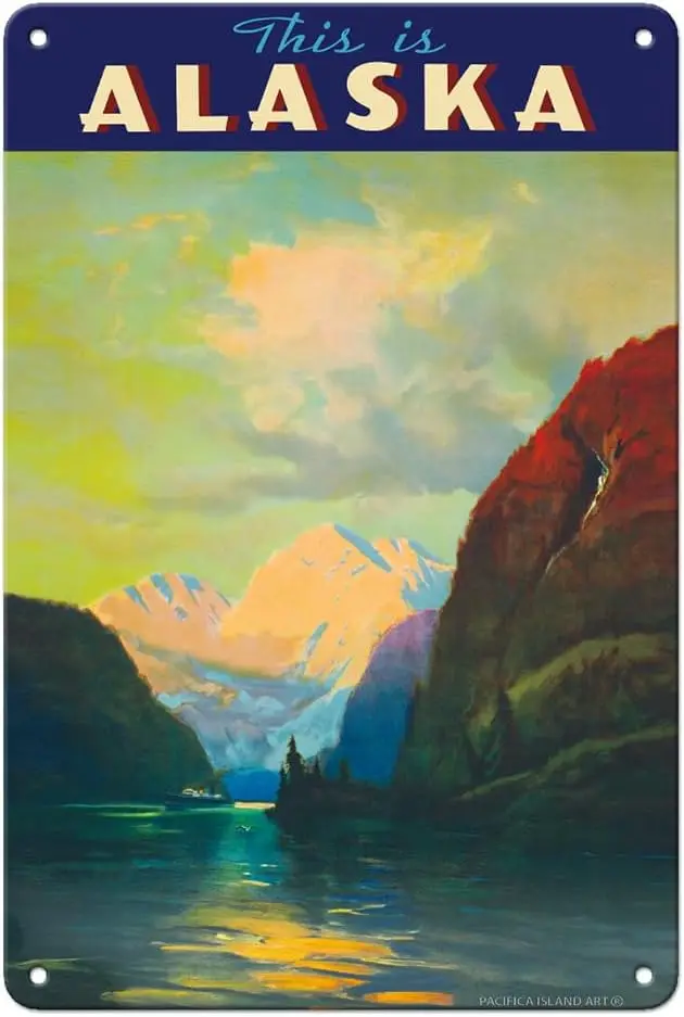 Pacifica Island Art This is Alaska-Alaska Series - Alaska Steamboat Company - Vintage Ocean Lined Travel Poster, Sydney Lawrence