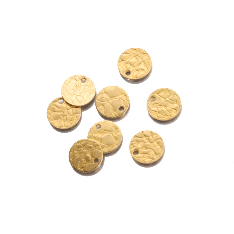 40Pcs Brass Hammered Textured Round Charms Embossing Circle Stamping Disc Coin Tags Pendants For Diy Bracelet Jewelry Making