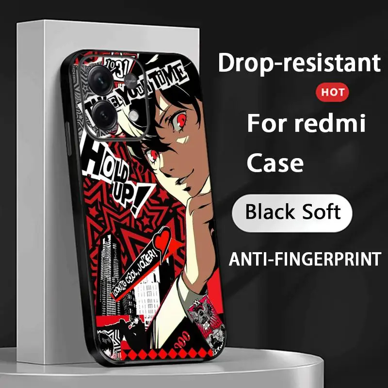 Persona 5 Joker hot game poster Phone Case For Redmi Note 14 13 12 11 Pro Plus S 5G 14C A3 Soft Black Phone Cover view 5