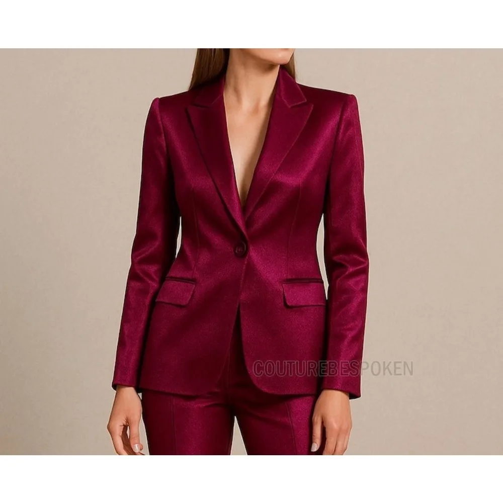 

Velvet Suit Set for Women, Blazer & Wide Leg Pants, Elegant Workwear, Office Fashion