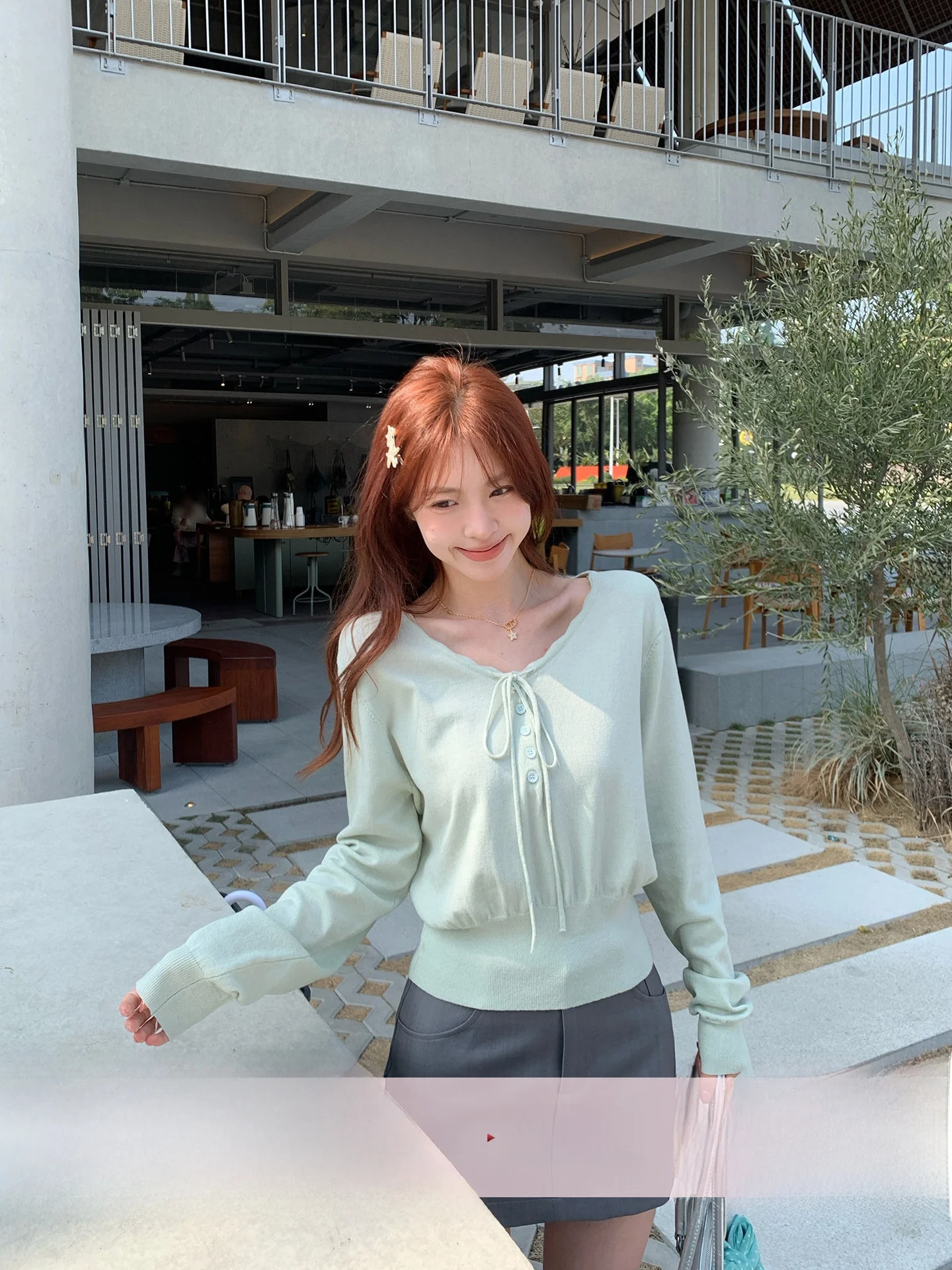 

Женский вязаный топ Morning Bloom с длинными рукавами, поясом на талии, облегающий, весенний дизайн, в корейском стиле, повседневный, удобный, дышащий