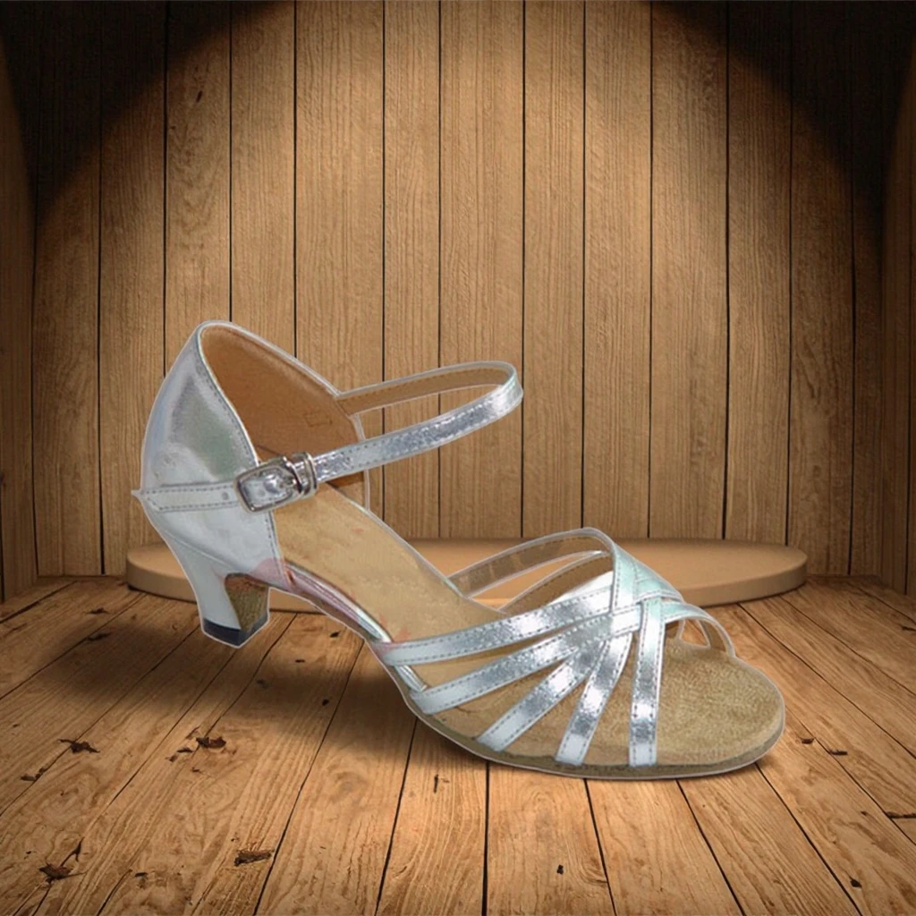 Practice  Women Dance Shoes Various Heel Latin Salsa Dance Shoes Silver Latin Shoes Suede Sole Ballroom Club Dancing Party Shoes