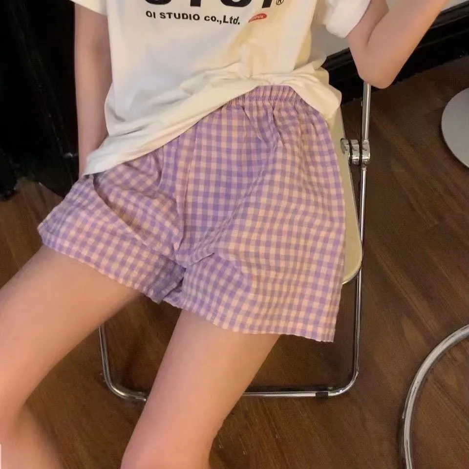 Shorts-purple plaid