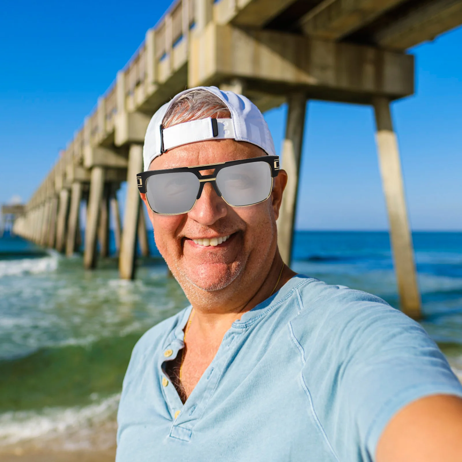 

Men Sunglasses Large Frame Metal Comfortable Lightweight Uv Protection Sunglasses for Men Outdoor Driving Travel Sun Glasses