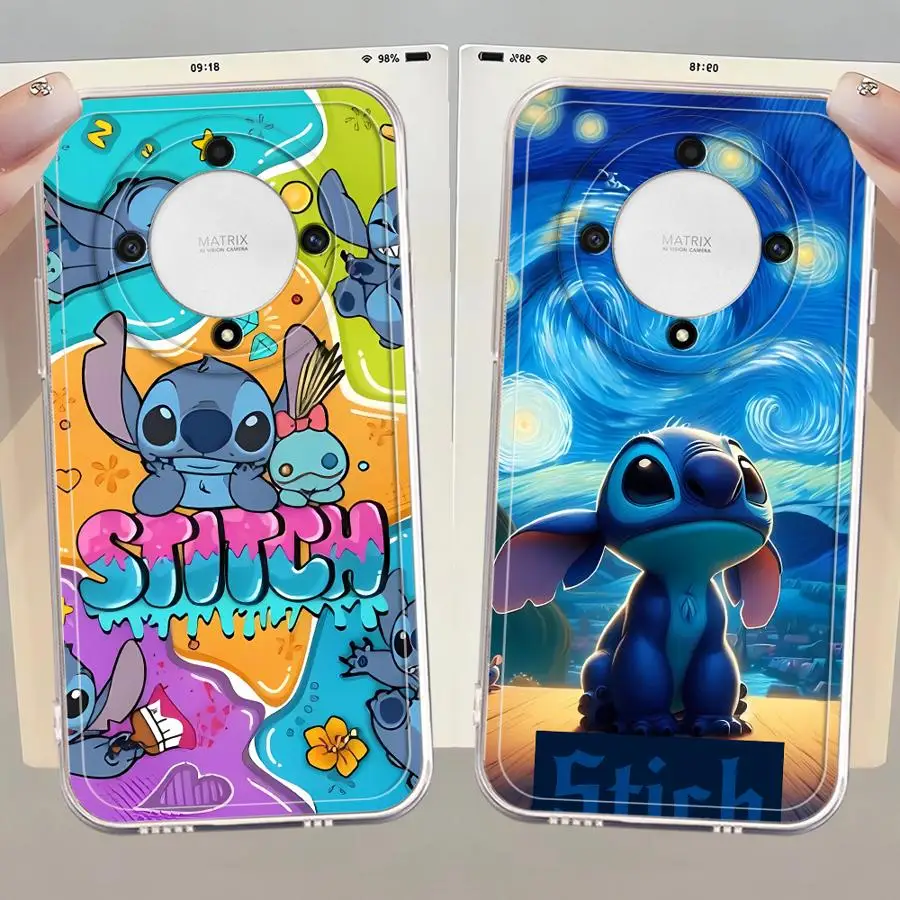 Case for Honor X8 X9b 90 Lite X7b X8b X9a X8a Clear Cover Disney Cute Stitch Cartoon