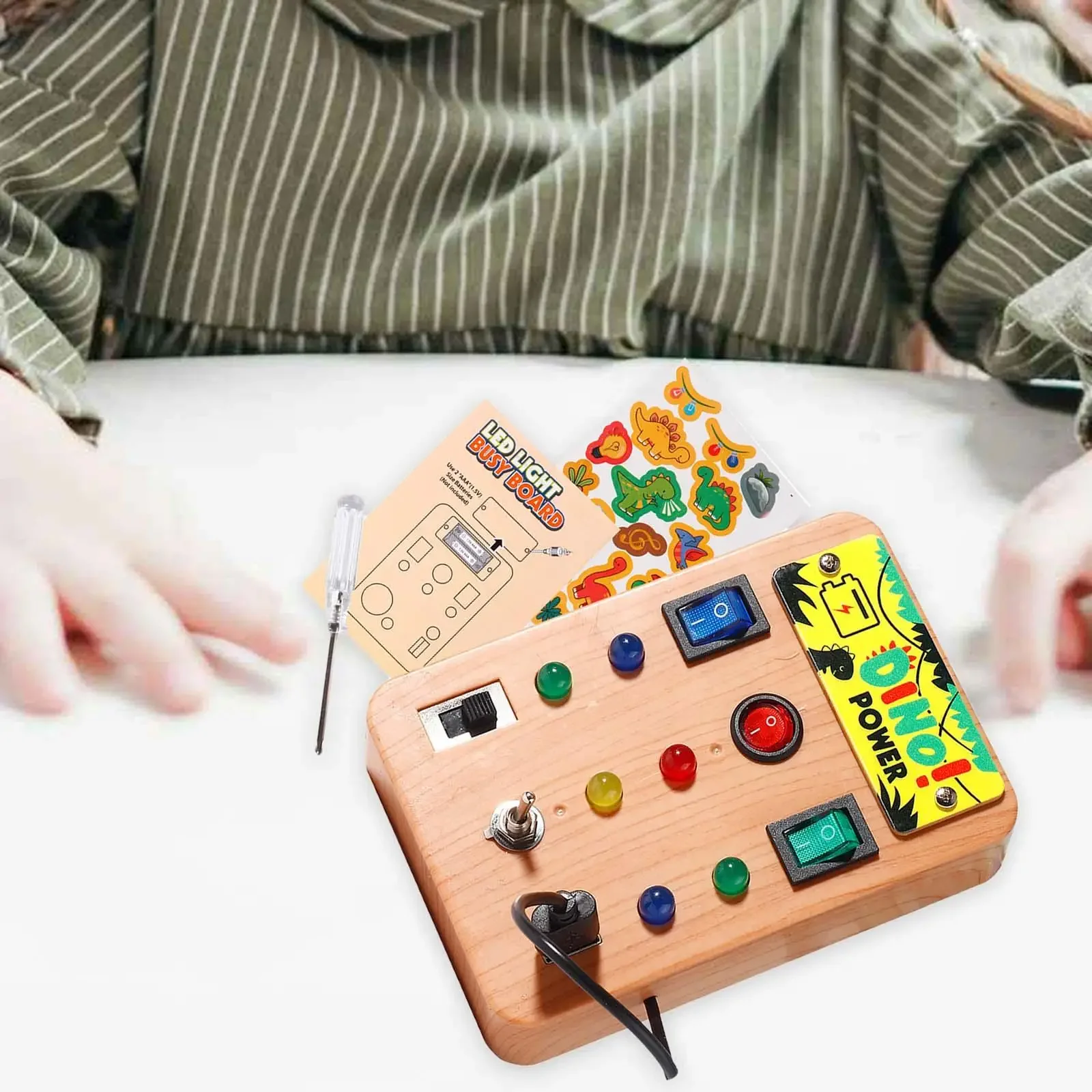 TABLEAU D'ACTIVITÉS EN bois avec lumière LED, tableau sensoriel pour