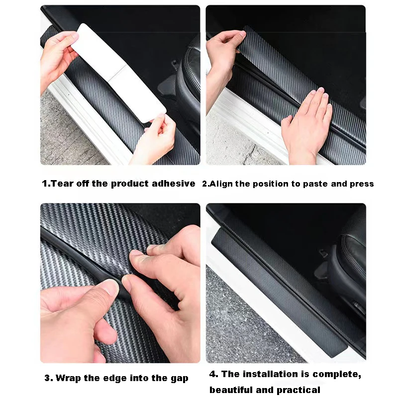 GR Sport Carbon Fiber Car Door Threshold Sill Protector For Toyota GR Sport Gazoo Racing C-HR RAV4 Mirai Avensis Prado Prius Car