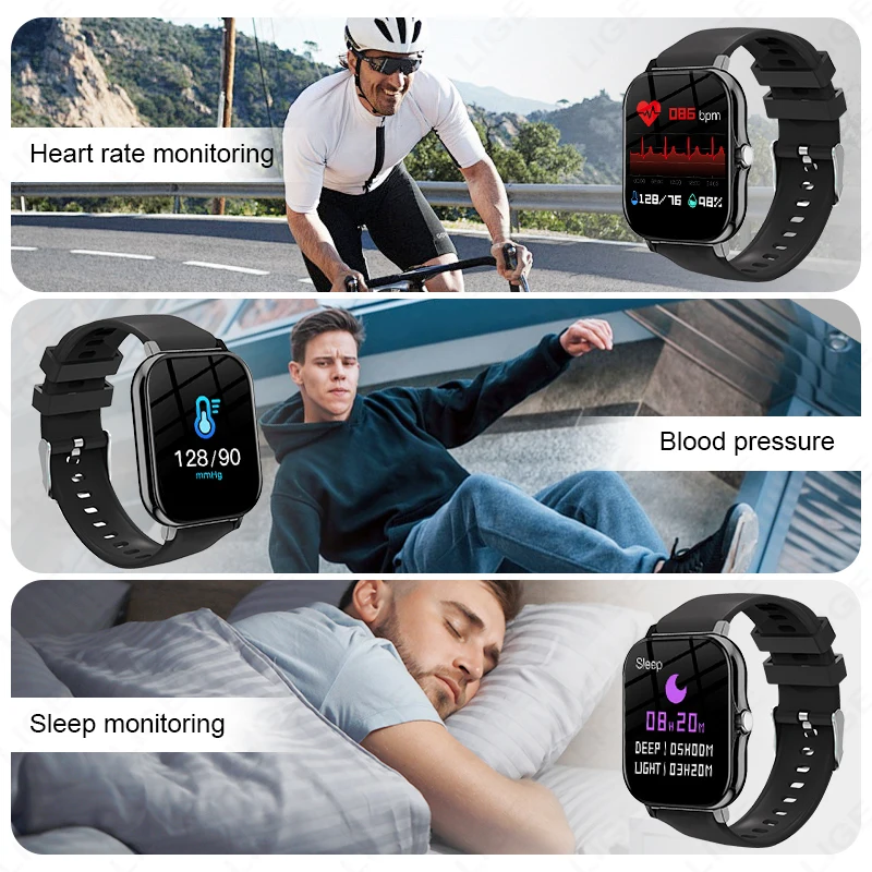 LIGE New Men Women Smart Watch Bluetooth Call Sports Fitness Smartwatch Heart Rate Monitoring Health Bracelet Remote Photography