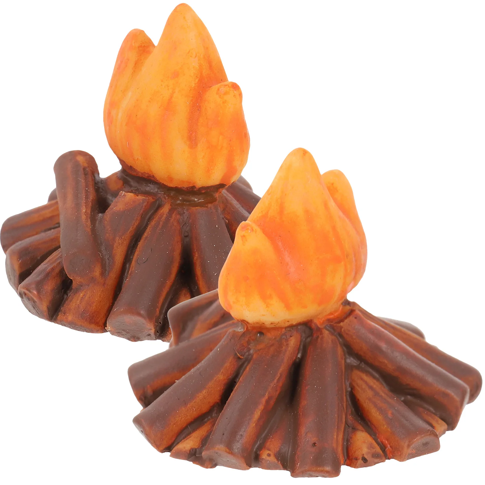 

2 Pcs Camping Party Favors Bonfire Small Ornaments House Toy Resin Miniture Campfire Child