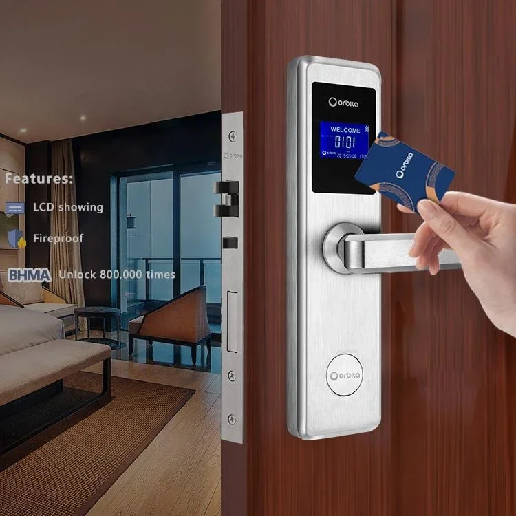 Top Quality Factory price RF key card reader Intelligent Wooden Door Locks System Hotel Lock with Mechanical Key