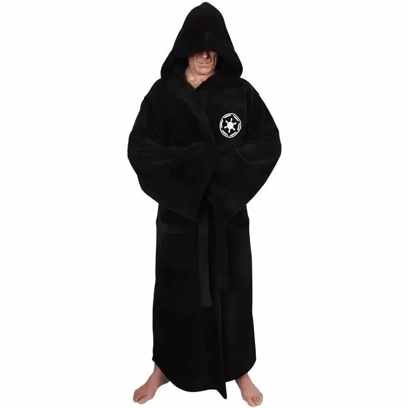 

Jedi Cosplay Nightgown Male Homewear Flannel Robe Male With Hooded Thick Star Dressing Gown Empire Men's Bathrobe Winter Robe