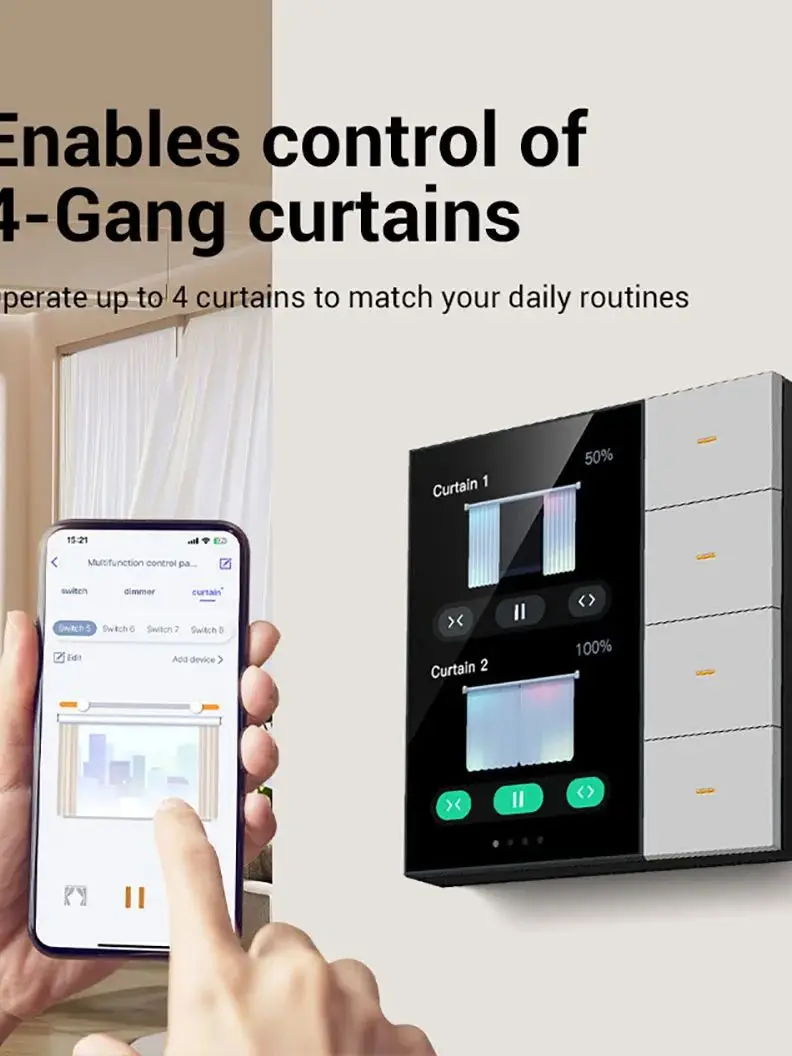 Tuya Zigbee 3,5 Zoll Smart Wand Schalter Touchscreen 4 Gruppen Schalter Smart Home Radar Sensor 8-weg Dimmen vorhang Szene Schalter