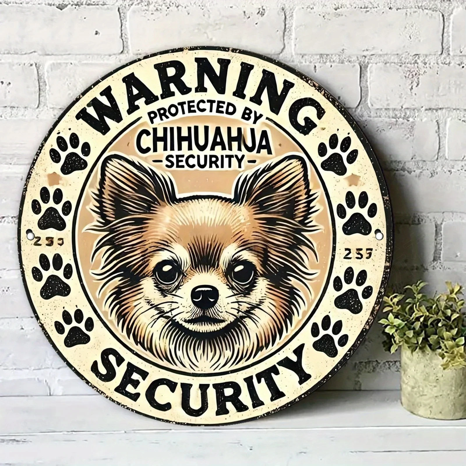 2D Flat, 2D Flat Circular Metal Sign with the Text 