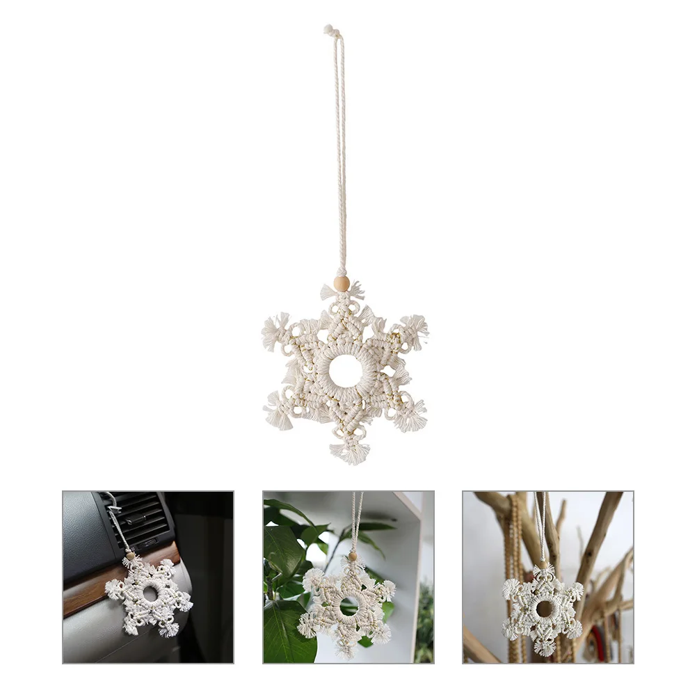 

Retro Snowflake Car Hanging Ornament Lightweight Woven Car Hanging Decoration Christmas Auto Decor Accessories