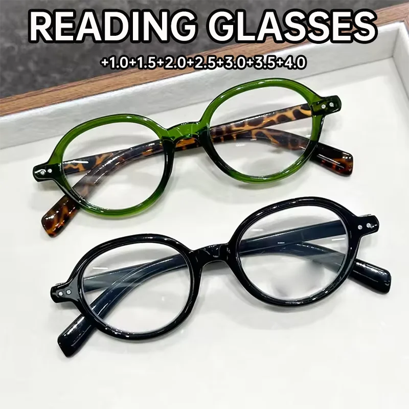 2 Stück ovaler Rahmen, grüne Schildpatt-Lesebrille, Retro-Lesebrille mit kleinem Rahmen, blaues Licht blockierende Augenschutzbrille
