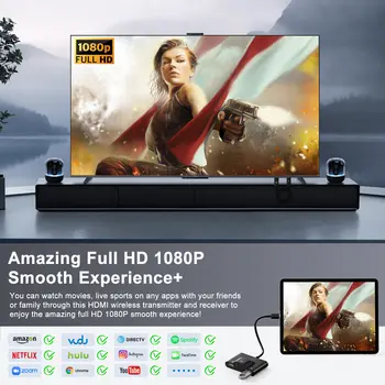 Bezdrátový vysílač a přijímač USB C na HDMI/bezdrátový adaptér pro zobrazení, extender a TV, vhodný pro iPhone 15 / Macbook 6 nejlepší prodej Bezdrátový adaptér USB typu C - №3