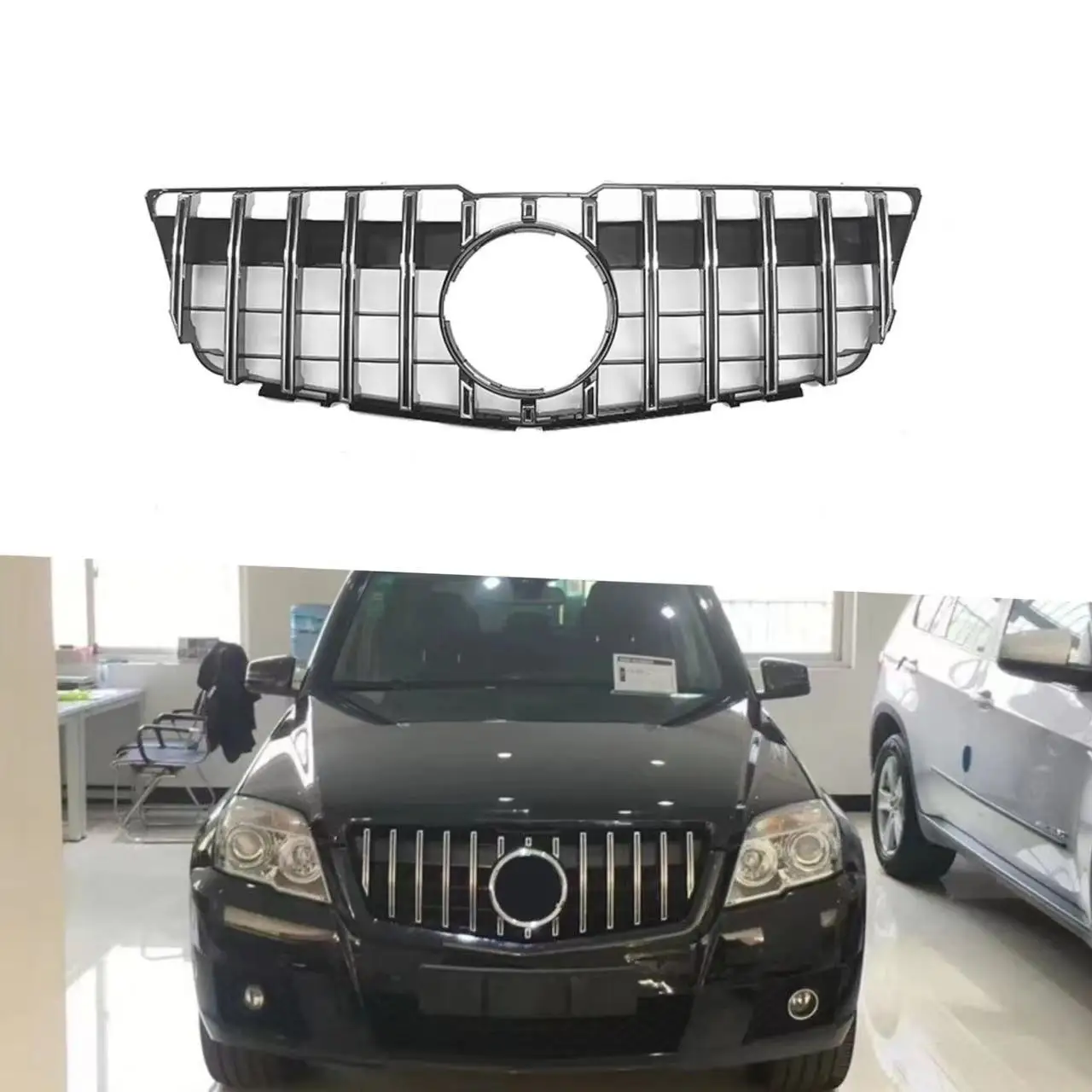 Diamond Style for Mercedes Benz GLK Class X204 2009-2012 Front Bumper Grill GT Grille Black Mesh Racing Grills Car Accessories