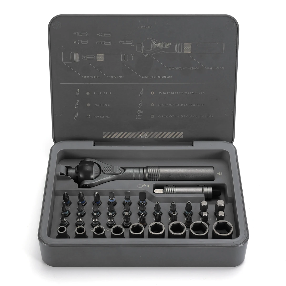 RS2 Ratchet Screwdriver Set with 40-in-1 Accessories Precision Structure 180° Universal Ratchet Head Multi-Magnetic Design