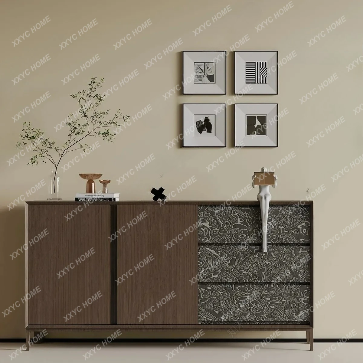 

L Living Room Against The Wall, Integrated Hall, Home Decoration Cabinet, Ho Medieval Style Solid Wood Entryway,