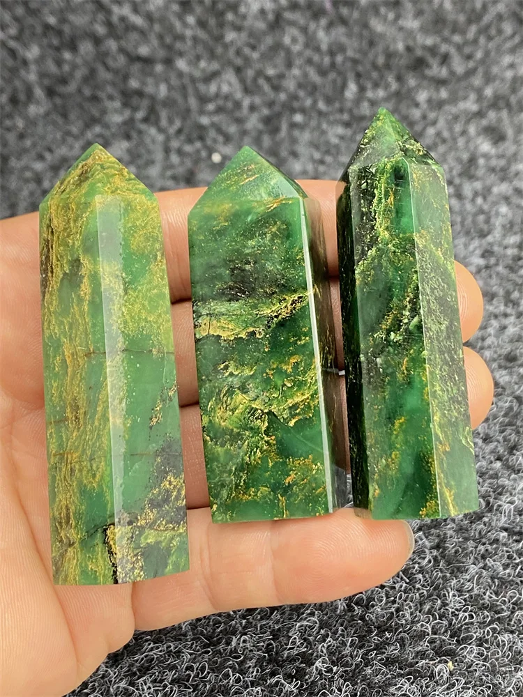 Natural Green Emerald Hexagonal Obelisk Healing Aura Quartz Crystal Wand Office Supplies Home Decoration Witchcraft Sacrifice