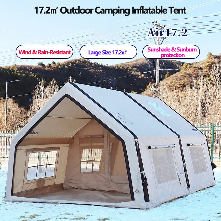 17.2㎡ Outdoor Camping Automatic Inflatable Tent with Air Column for Family Party 600D Oxford Cloth Material Marquee Waterproof