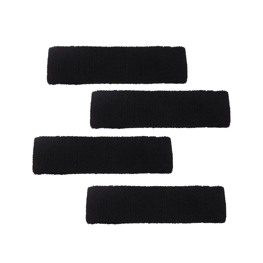 

4 Pcs Cotton Headbands Sweat Absorbing Sports Headbands Moisture Wicking Athletic Cloth Hair Bands for Women Men (Black)