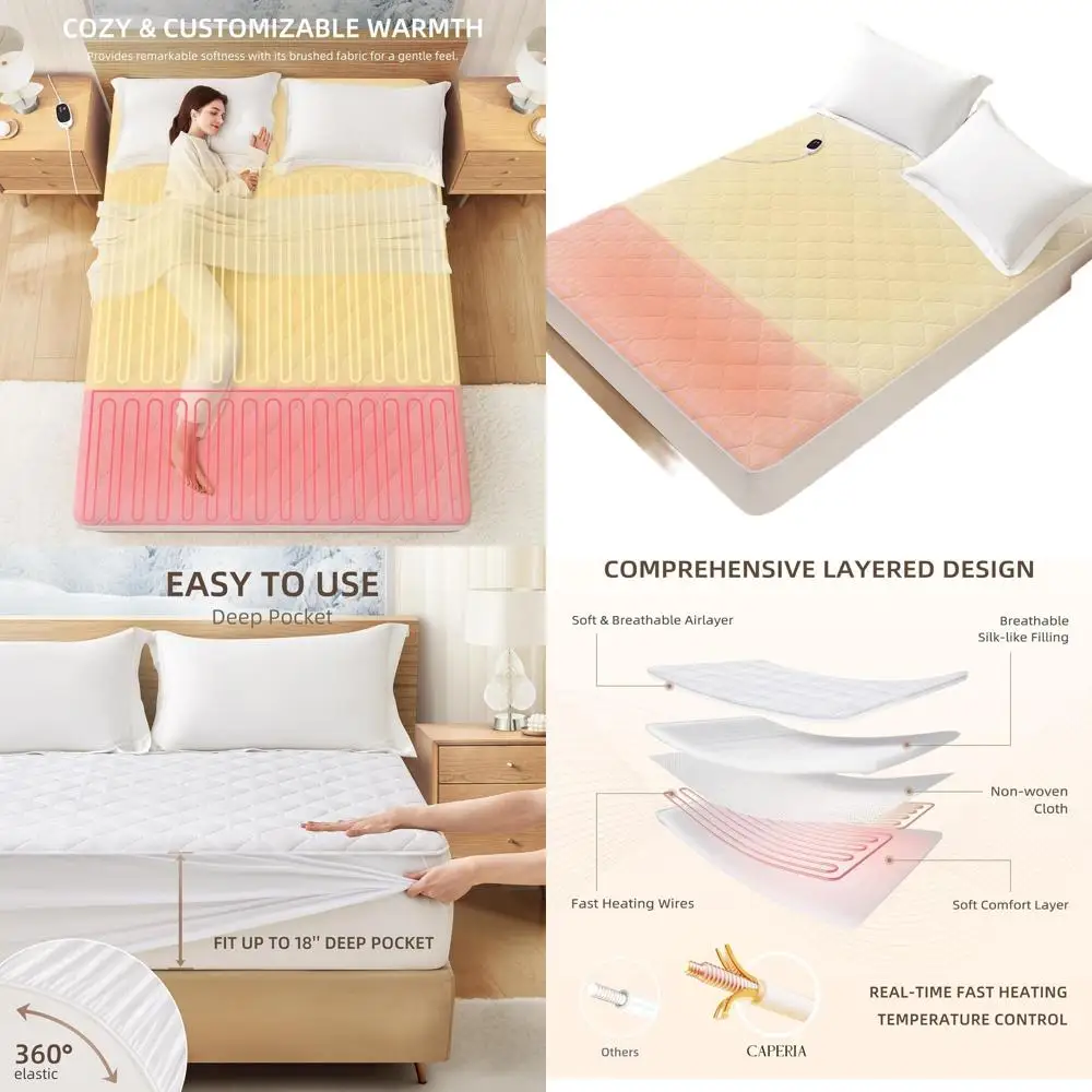 

Многозонный стеганый электрический наматрасник с 9 уровнями нагрева, автоматическим отключением, быстрым нагревом, размер двойного размера 39x80