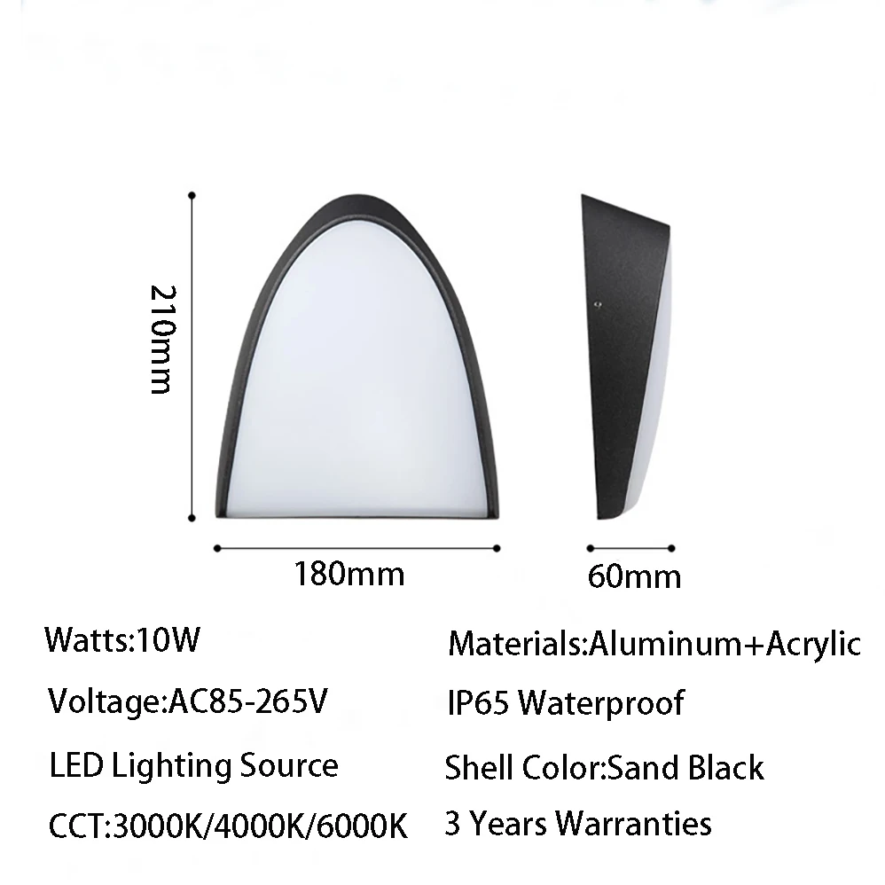 مقاوم للماء الحديثة الحد الأدنى نمط الألومنيوم LED الجدار مصباح ، الشرفة وحديقة أضواء ، داخلي وخارجي ، IP65 ، 10 واط ، التيار المتناوب 85-265 فولت