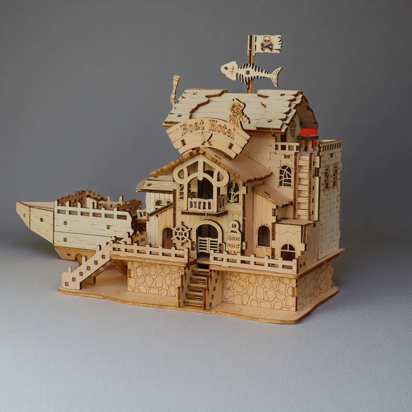 3D 나무 해적선 퍼즐 모델, 창의적인 선박 건설 세트, 나무 블록 장난감 조합, 할로윈 크리스마스 선물