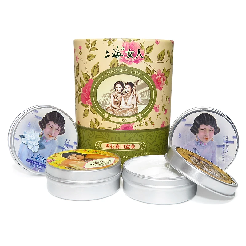 

SHANGHAI 4 Pcs/lot Classic Facial Cream Tuberose Nourishing Osmanthus Moisturizing Michelia Alba Whitening Gardenia Refreshing