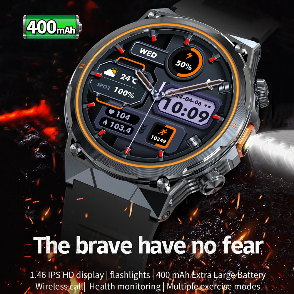 

1.46" Screen Smart Watch Men Women AK81 Smartwatch 2026 Digital Wristwatch Smartband Flashlight Wrist Watches Fitness Bracelet