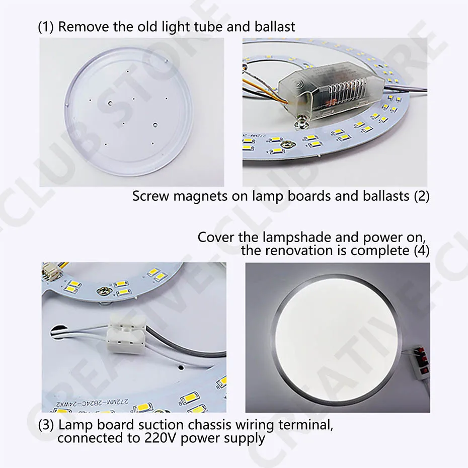 LED-Modul als Ersatz für Deckenleuchten, AC 220V, LED-Panel 48W 60W 72W, rundes LED-Lichtmodul, energiesparendes Modul für Deckenlampen – Detail 1