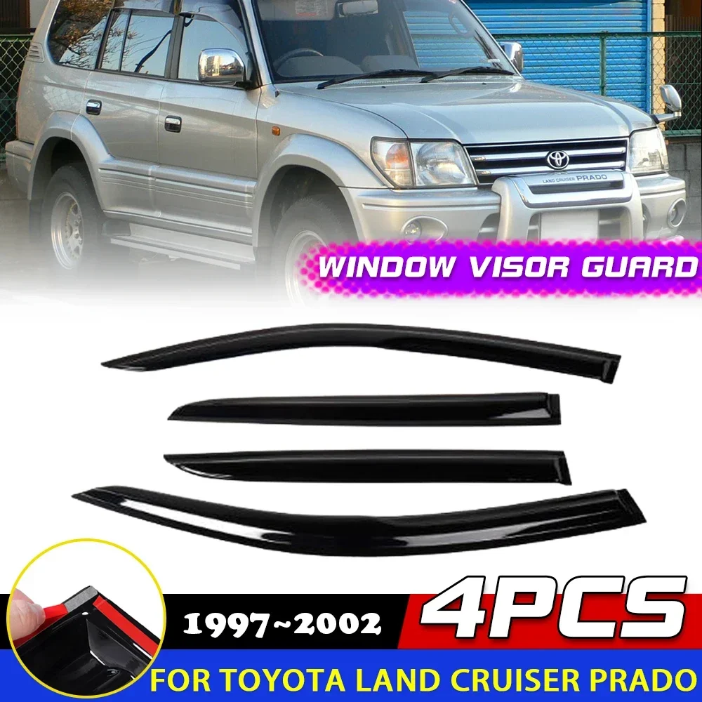 Car Windows Visor for Toyota Land Cruiser Prado 90 J90 FJ90 LC90 5 Doors 1997~2002 Awnings Sun Rain Eyebrow Deflector Accessorie