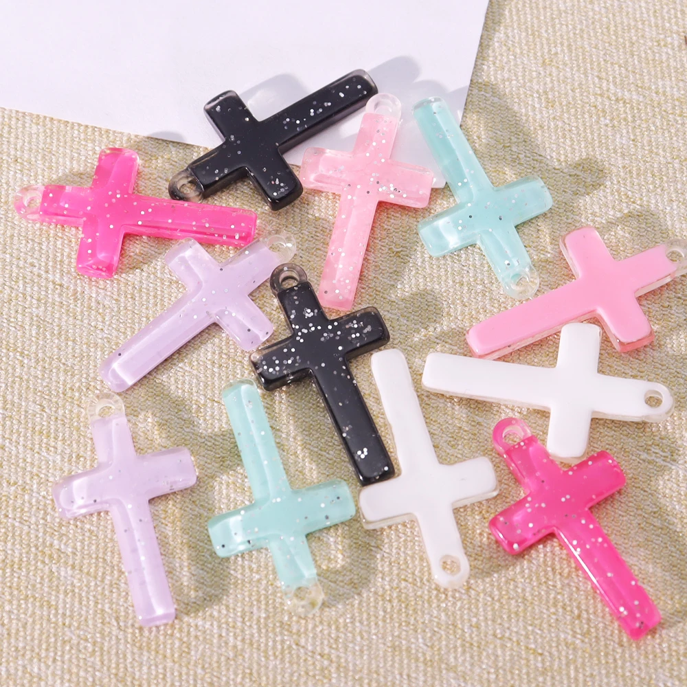 6pcs DIY earring pendant Flatback resin cross charms Jewelry necklace pendant for earrings diy Keychain parts view 6