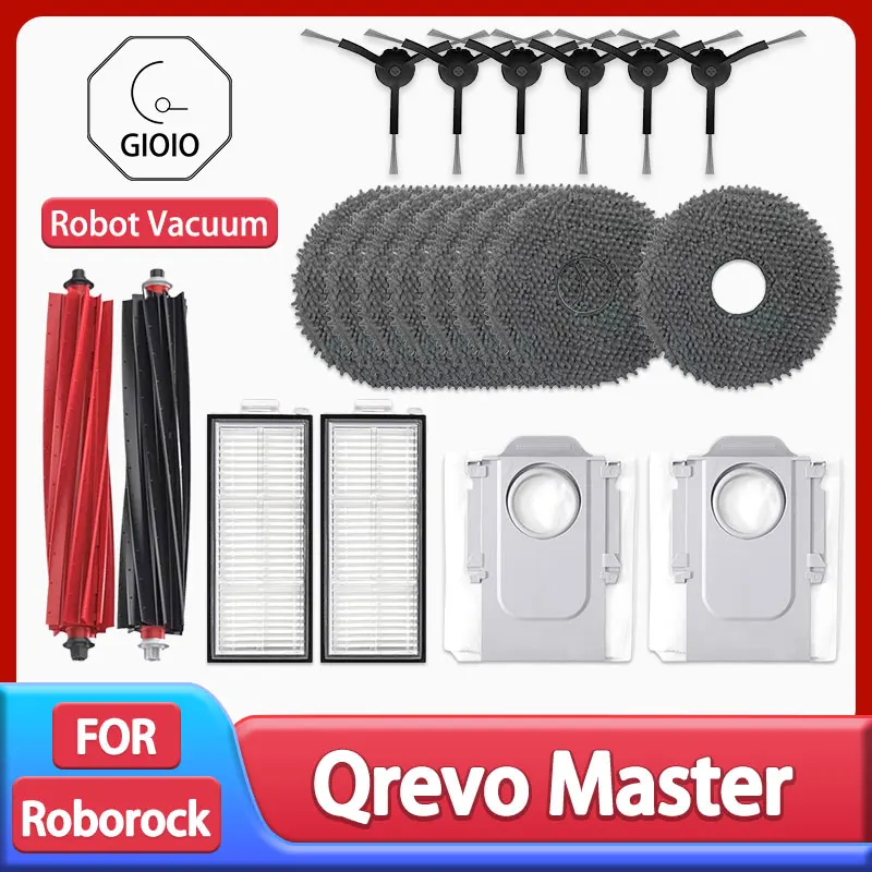 

For Roborock Qrevo Master Robot Vacuum Accessories Parts Main Side Brushes Mop Cloths HEPA Filters Dust Bags Replacement Parts