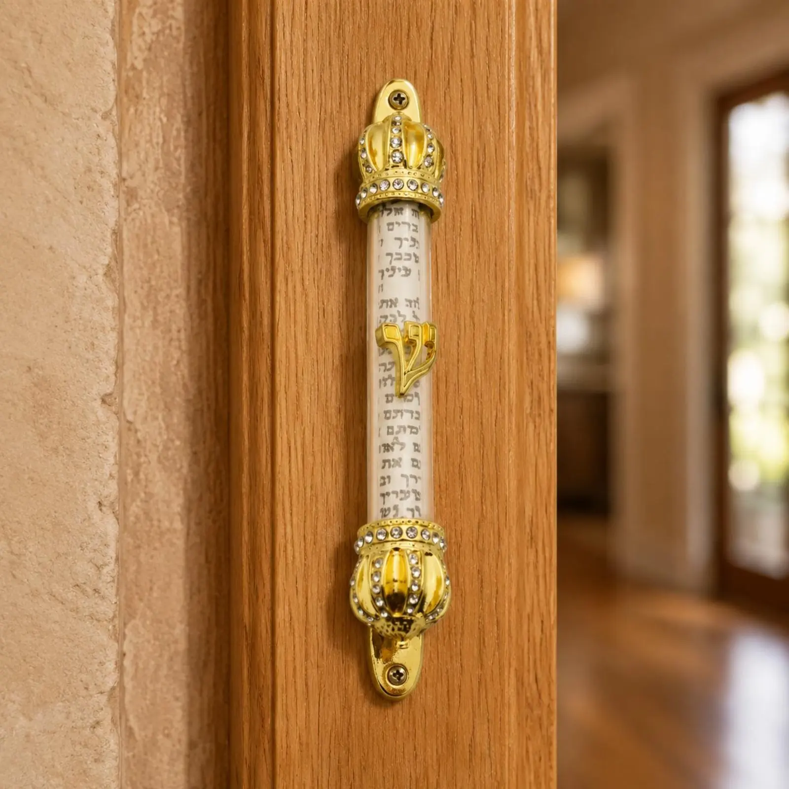 Decorative Mezuzah Scroll Case Hebrew Emblem Mezuzah Case Home Decor Wall Mount Long-Lasting