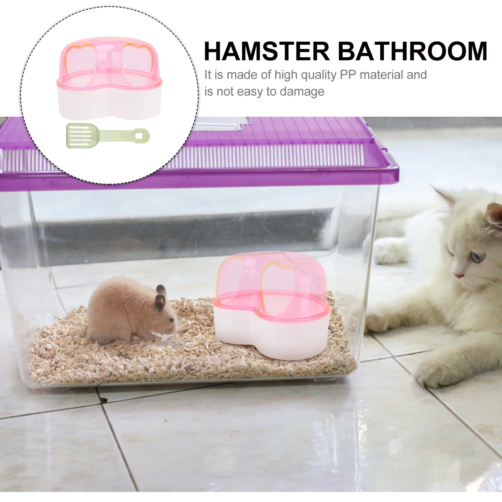 

Hamster Bath Tub Half Transparent Detachable Design Sand Bath Room For Small Chinchilla Portable Durable Pet Bathing Basin