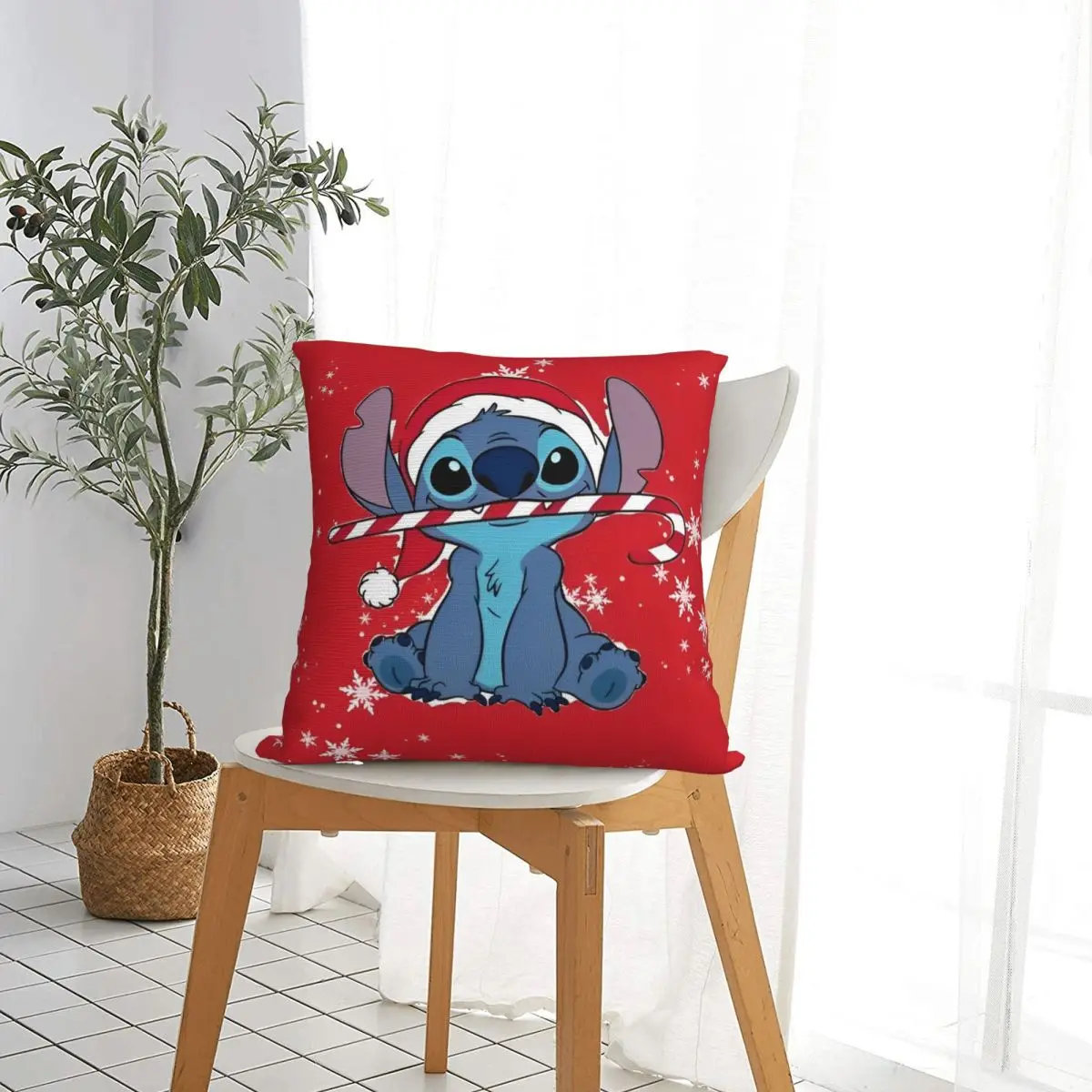 Cute Stitch Pillow Covers Polyester Room Merry Christmas Cushion Case Cool Pillowcase 40*40