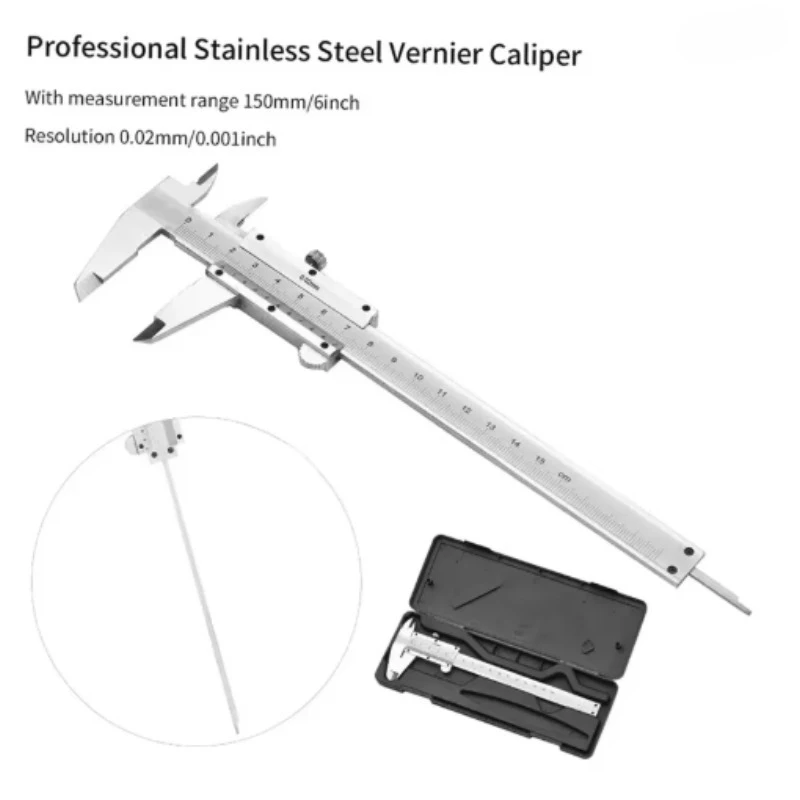 Professional Stainless Steel Vernier Caliper Gauge 0-150mm Sliding Gauge Measurement Tool Inside Outside Depth Step Micrometer