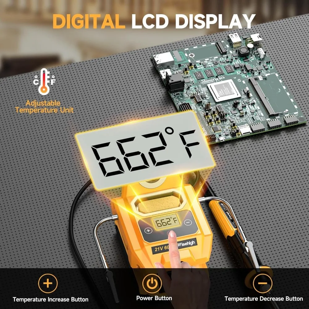 Cordless Soldering Station with Digital LCD Display, Fast Heating for Appliance Repair Tool