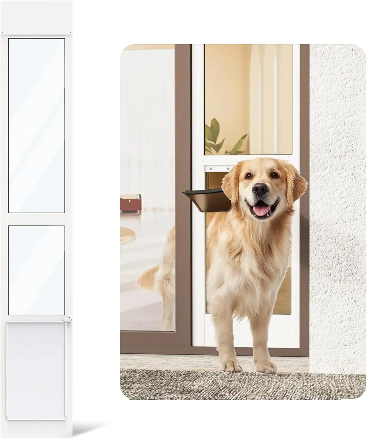 For sliding glass door, adjustable height, suitable for dogs up to 75 lbs, sliding door pet door insert