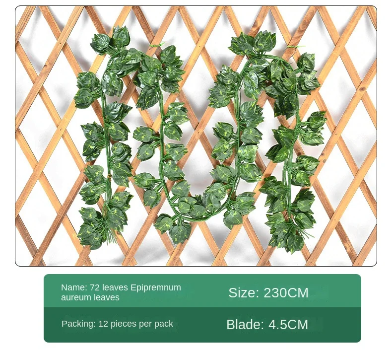 2.1M Artificial Plant Green Ivy Leaf Garland Silk Wall Hanging Vine Home Garden Decoration Wedding Party DIY Fake Wreath Leaves