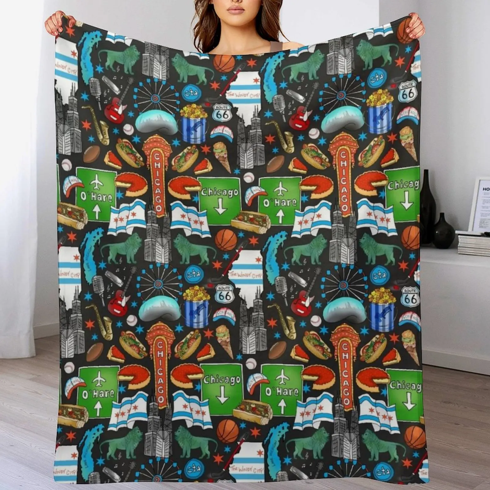 

Chicago Throw Blanket Ultra Plush Cozy Blanket for Napping Sleeping