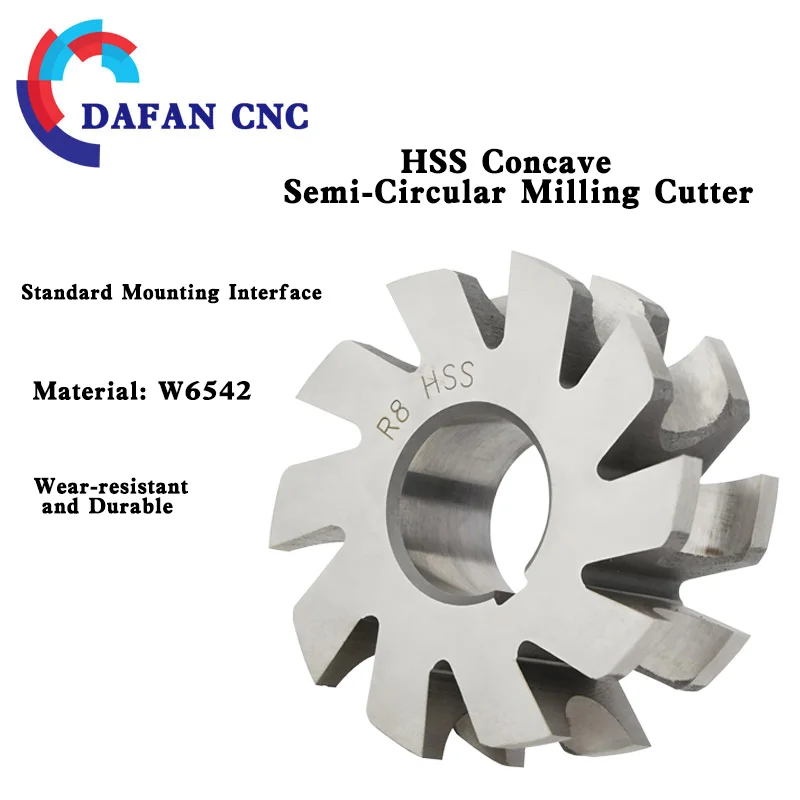 HSS Concave Semi-Circular Milling Cutter (Radius R Cutter) - 3-Flute Disc-Type Arc Milling Cutter Forming Milling Cutter