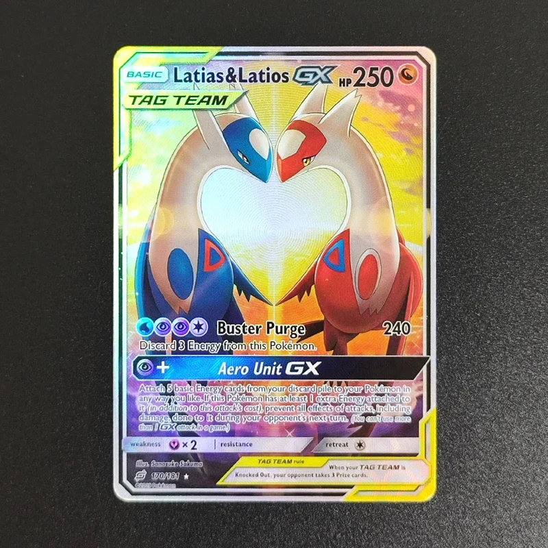 

Коллекционная карточка PTCG Proxy 2019 P.M EN Latias Latios GX 170, редкая, одиночная, классическая игровая аниме-карточка, подарок, игрушка