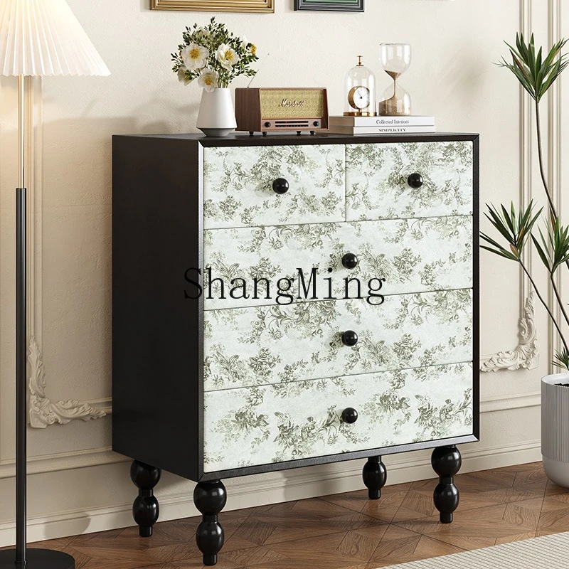 

ZYY household medieval style bedroom chest of drawers solid wood retro drawers bedside bedside bed end B & B locker