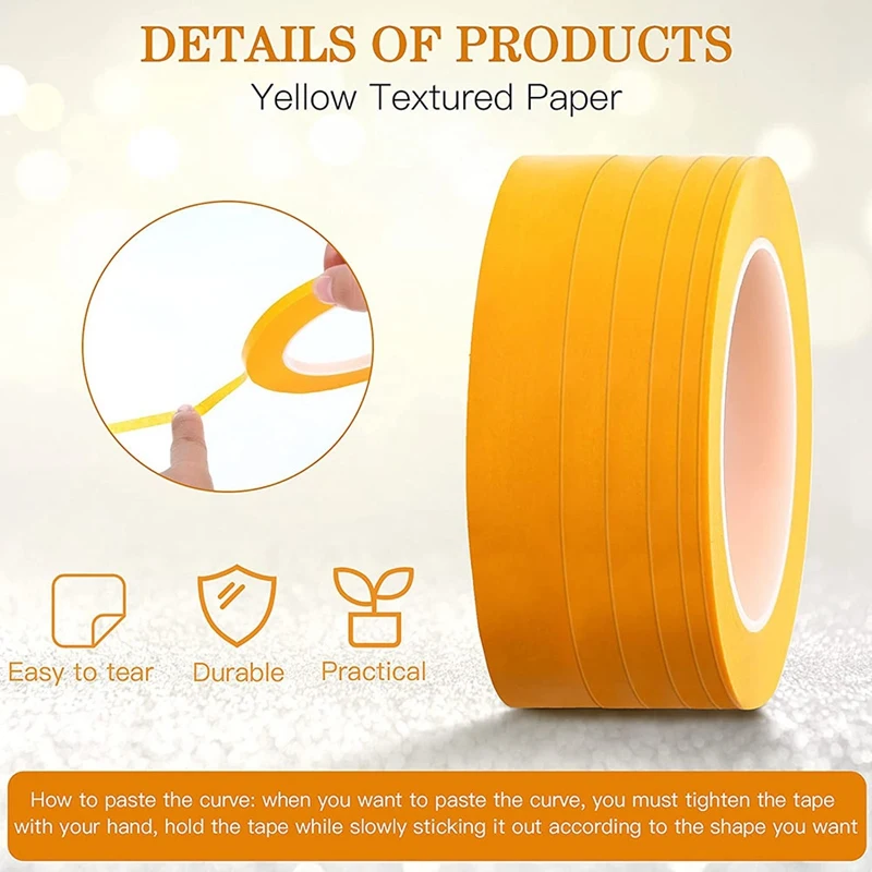 6 Rolls Fine Line Tape 1/16,7/10,1/8,1/4,1/2,3/4 Inch X 55Yard, Fineline Masking Tape, Painters Automotive Masking Tape