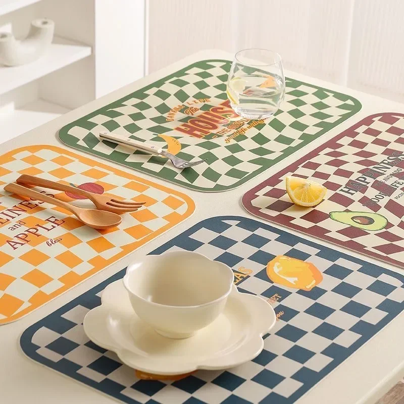 Luxury Chess Board PVC Leather Placemats Stylish Oil-Resistant Heat-Resistant Table Mats Western Dining Home Decor