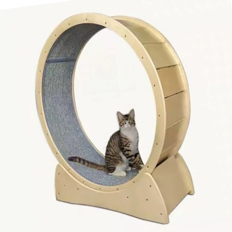 Wooden Frame Multi Layer Board Silent Climbing Toy Indoor Pet Exercise Furniture Cat Running Wheel Cat Treadmill