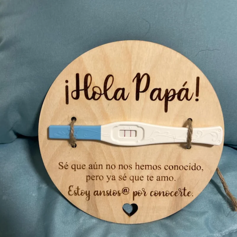 1pcs Spanish Pregnancy Announcement wood sign to Papa Spanish Pregnancy Announcement To Husband new dad gift